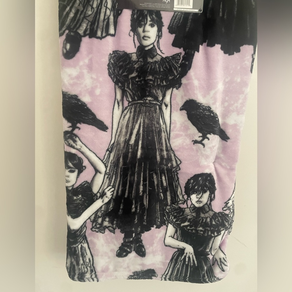 Wednesday Addams Family gothic alternative Plush Blanket Purple Black 50x70 gift